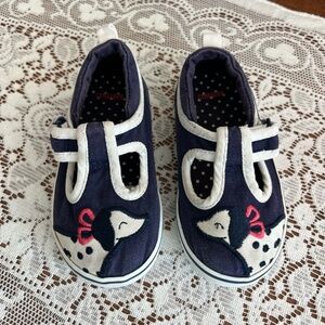 GYMBOREE Toddler Girls Shoes Dog Puppy Dalmatian Canvas Play Sneakers Navy Sz 7